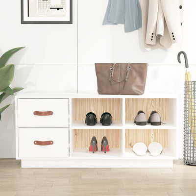 Vidaxl Shoes Bank 100x34x45 cm Pine solide blanc