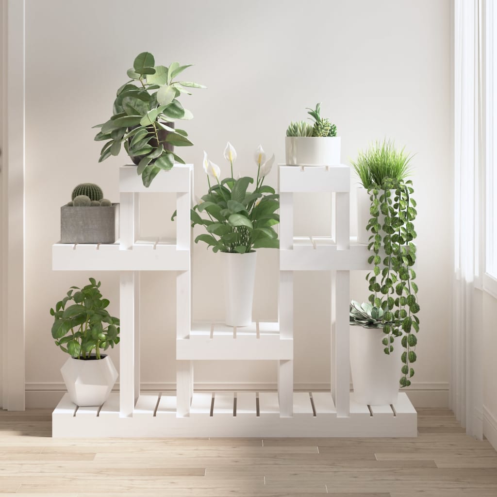 Vidaxx support pour plantes blanc 104,5x25x77,5 cm bois de pin massif