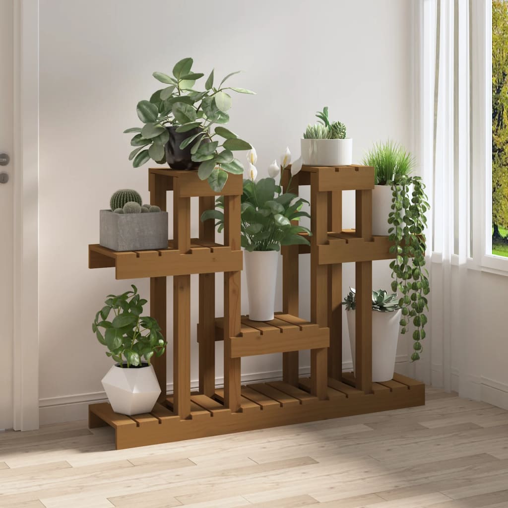 Norme de la plante Vidaxl 104.5x25x77.5 cm Pine solide Honey Brown
