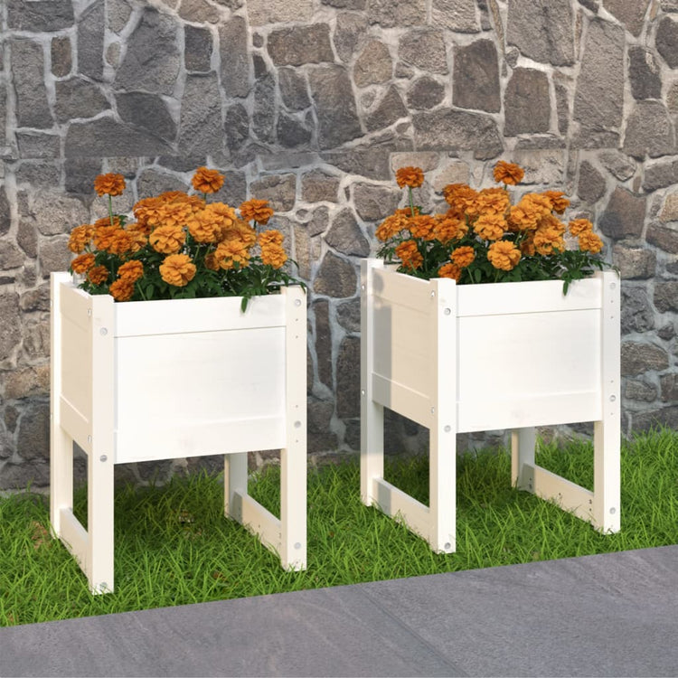 Jardinières vidaxl 2 ST 40x40x52,5 cm Pine solide blanc