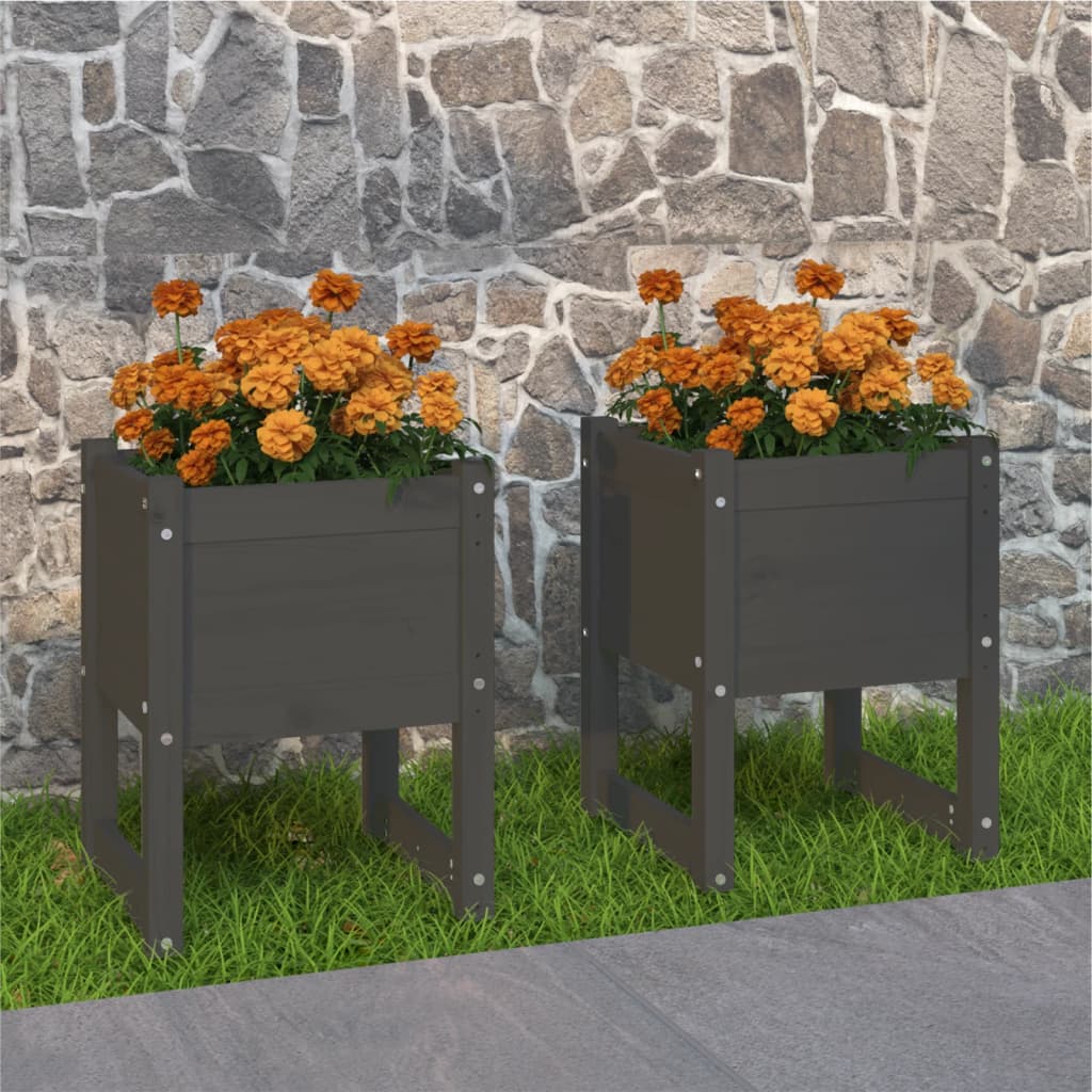 Jardinières Vidaxl 2 ST 40x40x52,5 cm Gris gris de pin massif