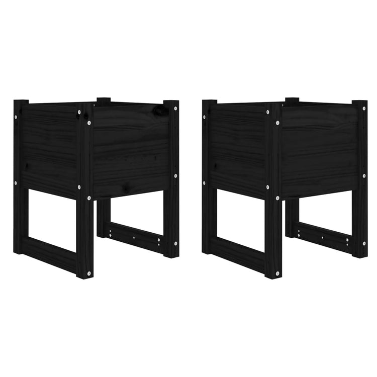 Jardinières vidaxl 2 ST 40x40x52,5 cm Pine solide noir