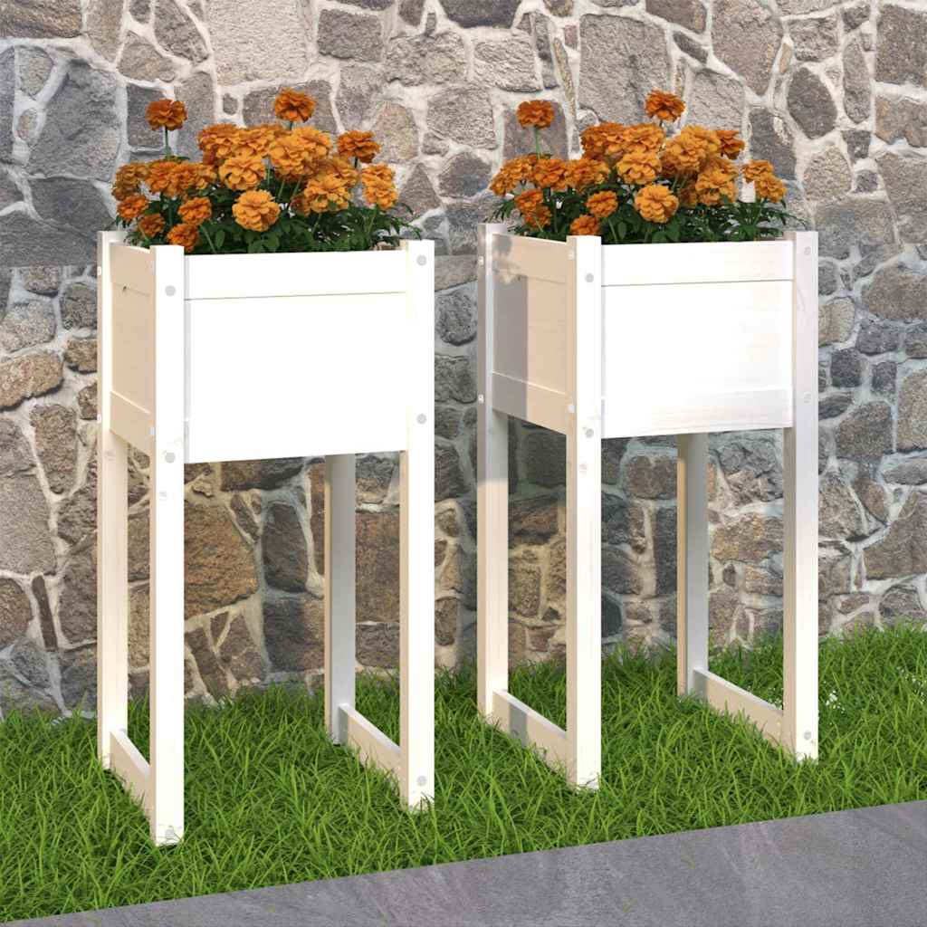 Jardinières vidaxl 2 ST 40x40x81 cm Pine solide blanc