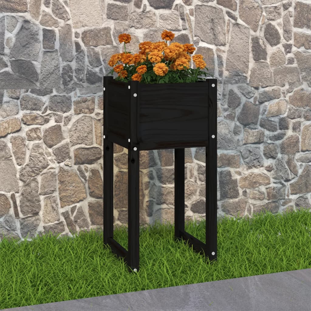 Boîte de planification vidaxl 40x40x81 cm en pin solide noir