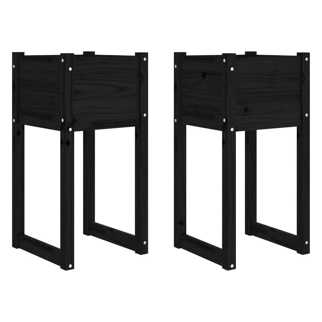 Jardinières vidaxl 2 ST 40x40x81 cm Pine solide noir