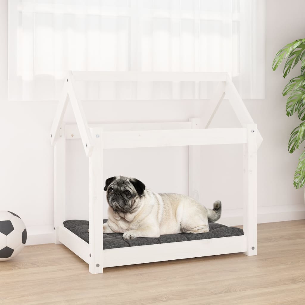 Lit de chien vidaxl 71x55x70 cm en pin massif blanc