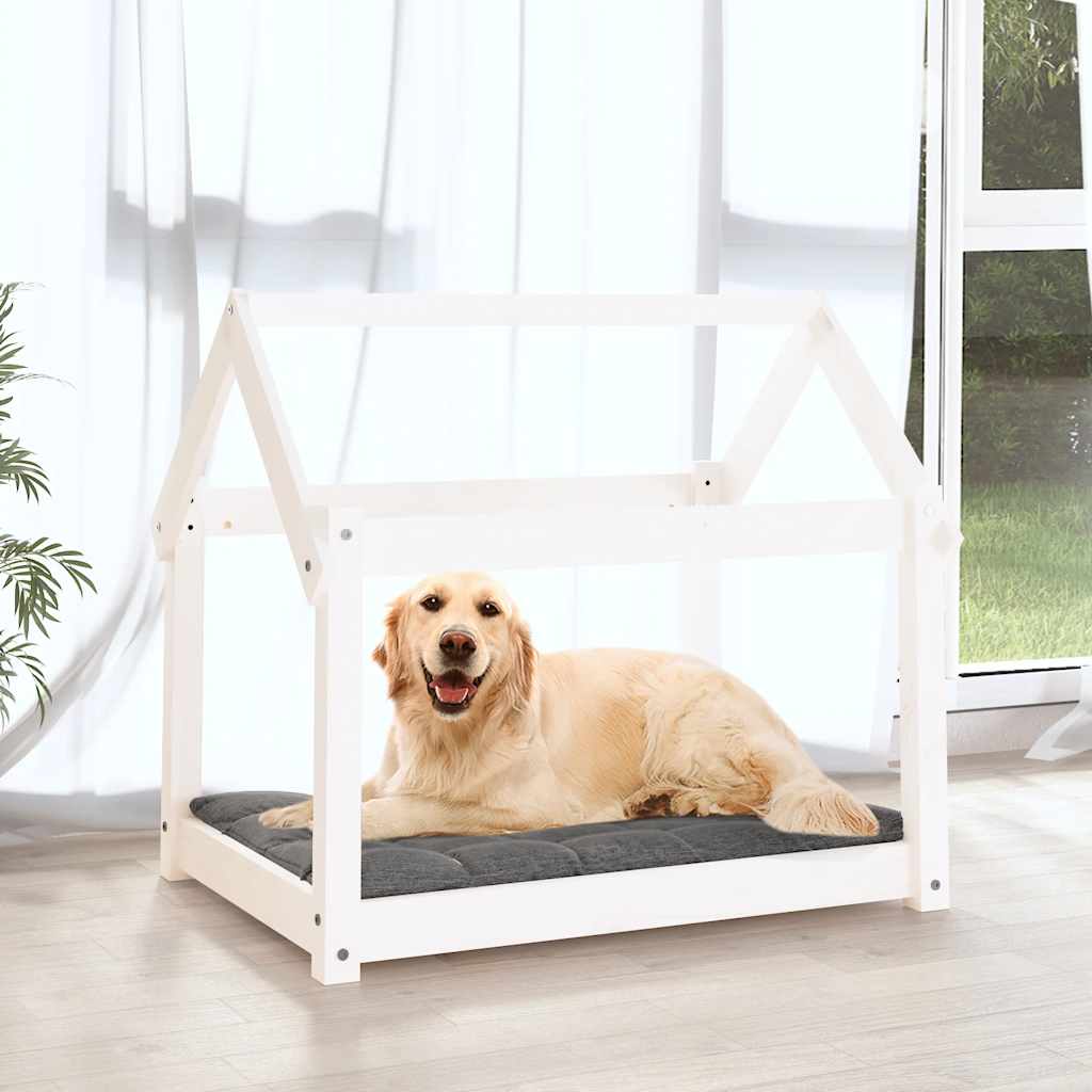 Lit de chien vidaxl 81x60x70 cm en pin massif blanc