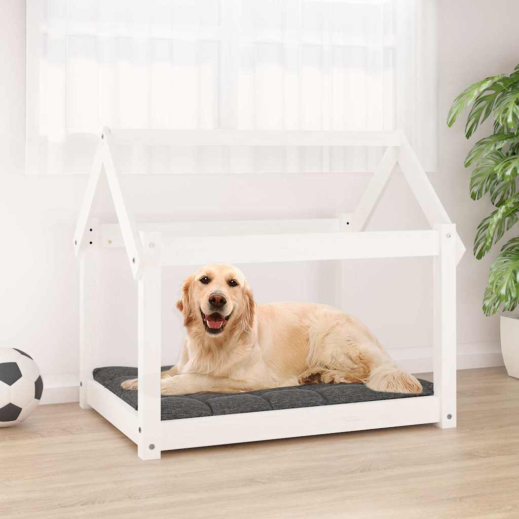 Lit de chien vidaxl 81x60x70 cm en pin massif blanc