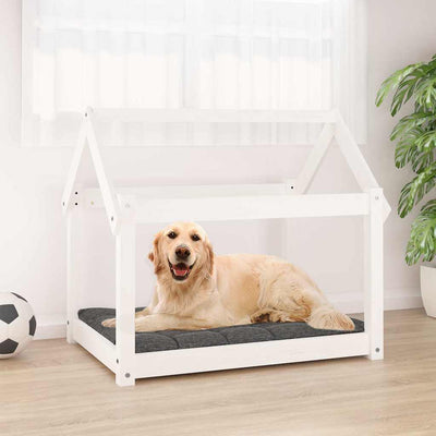 Lit de chien vidaxl 81x60x70 cm en pin massif blanc