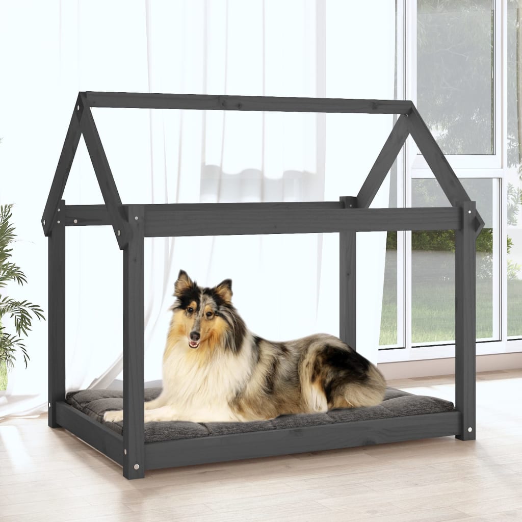 Lit vidaxl pour chiens 101x70x90 cm en pin massif gris gris