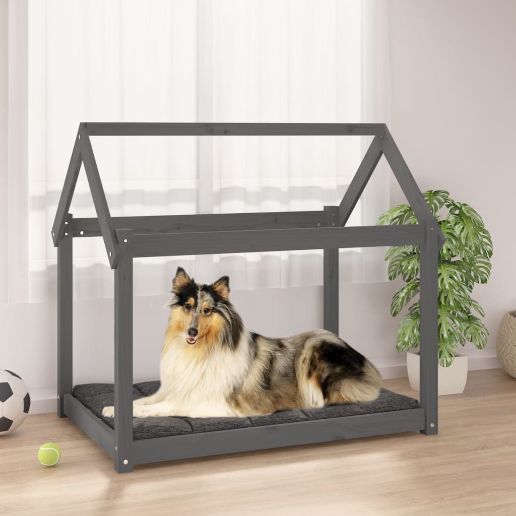 Lit vidaxl pour chiens 101x70x90 cm en pin massif gris gris