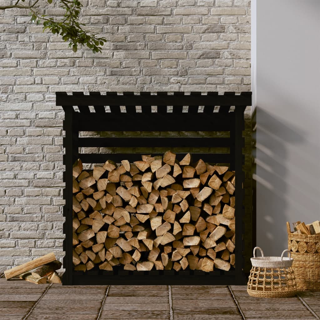 Vidaxl Fireplace Trek 108x73x108 cm Pine solide noir