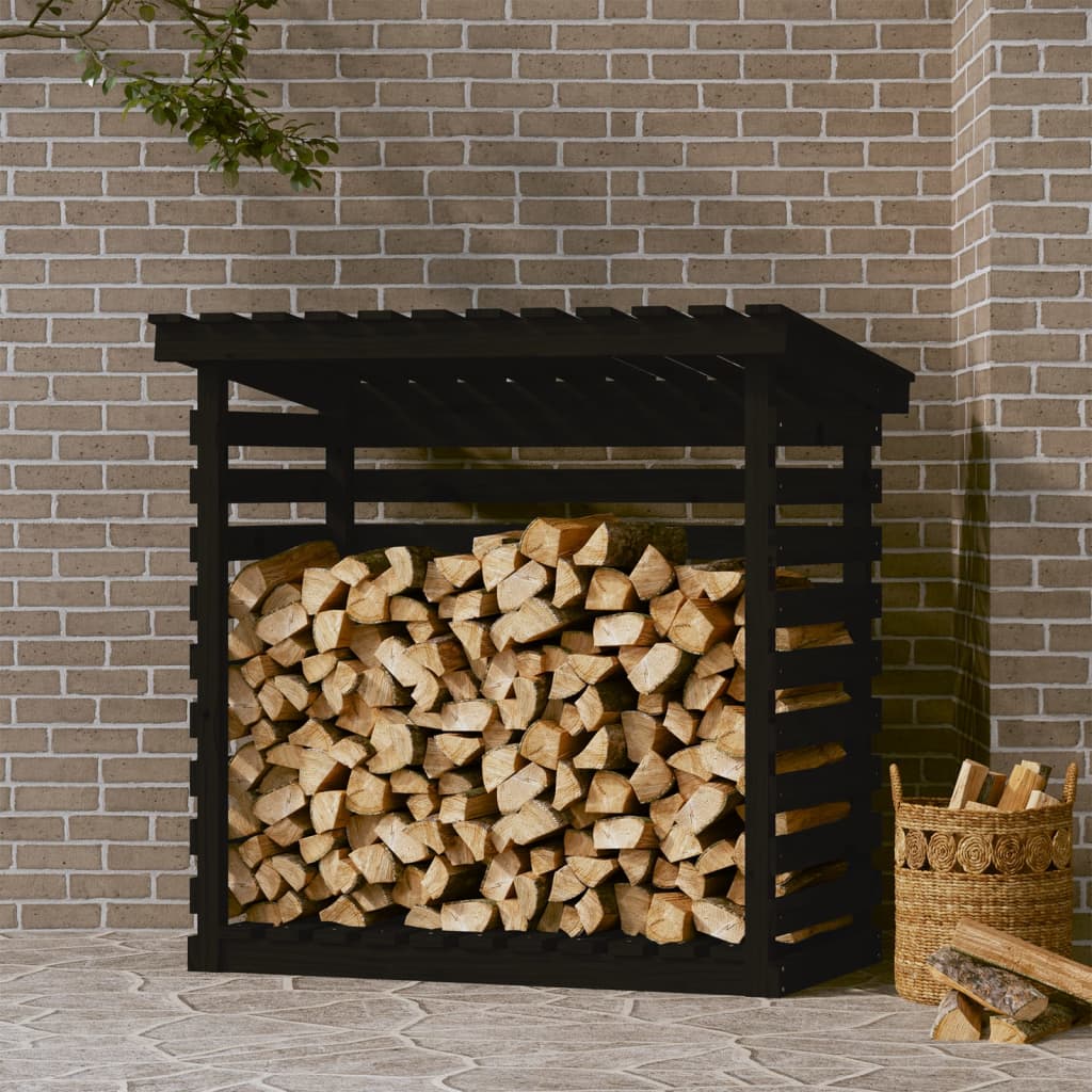 Vidaxl Fireplace Trek 108x73x108 cm Pine solide noir