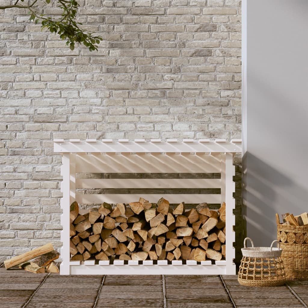 Vidaxl Fireplace Trek 108x73x79 cm Pine solide blanc