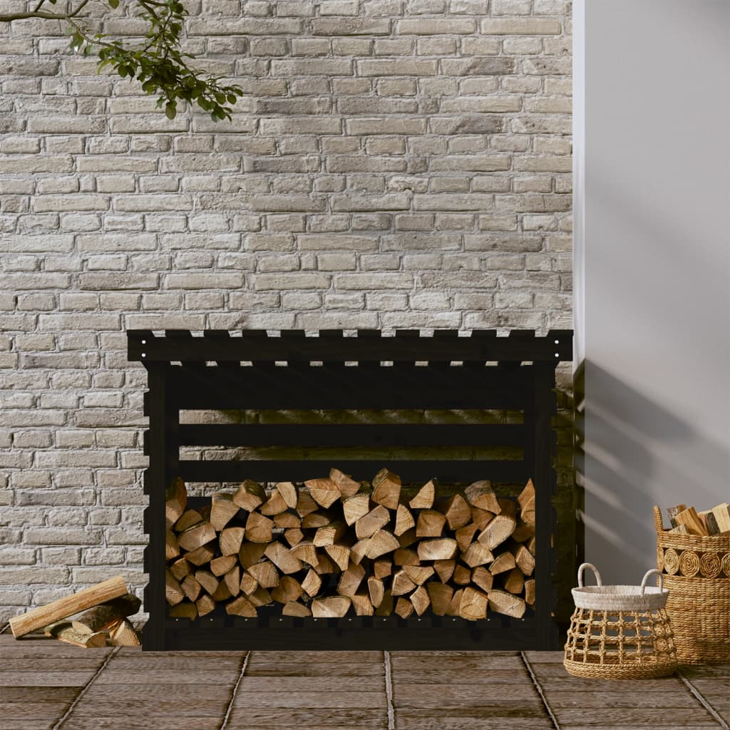 Vidaxl Fireplace Trek 108x73x79 cm Pine solide noir
