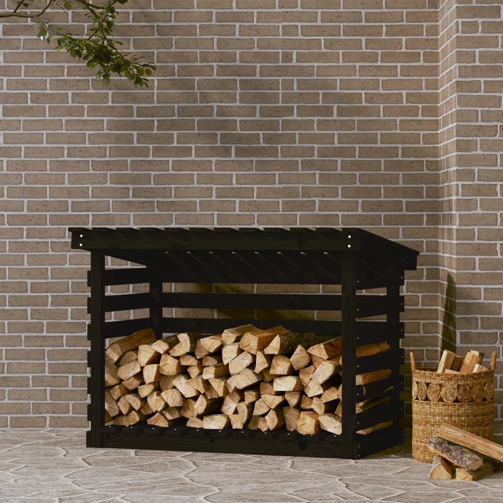 Vidaxl Fireplace Trek 108x73x79 cm Pine solide noir