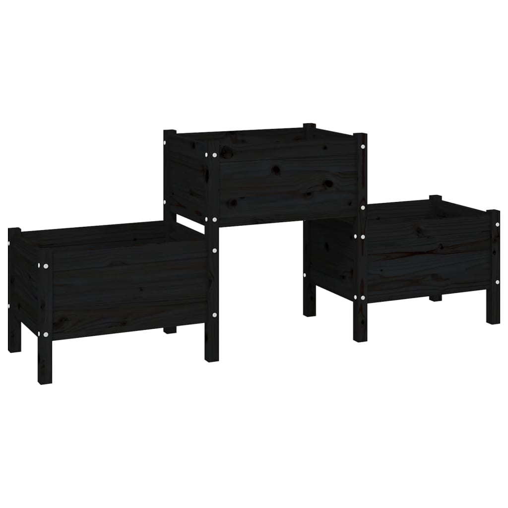 Boîte de planification Vidaxl 178.5x44x75 cm Pine solide noir