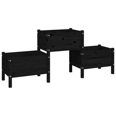 Boîte de planification Vidaxl 178.5x44x75 cm Pine solide noir