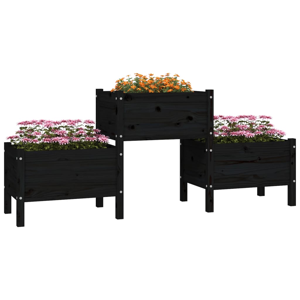 Boîte de planification Vidaxl 178.5x44x75 cm Pine solide noir