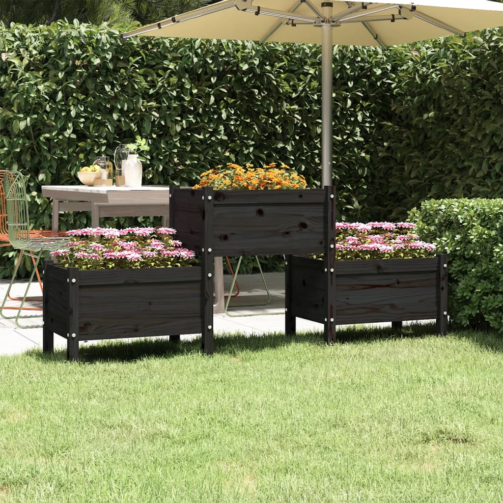 Boîte de planification Vidaxl 178.5x44x75 cm Pine solide noir