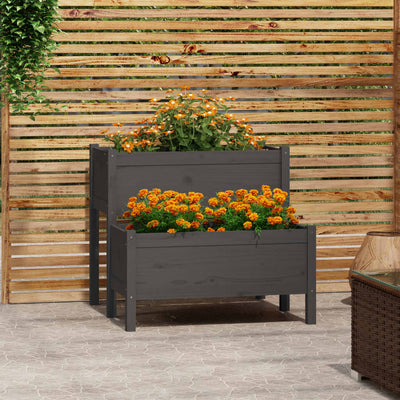 Vidaxl Planning Box 84.5x84x75 cm Gray de pin solide