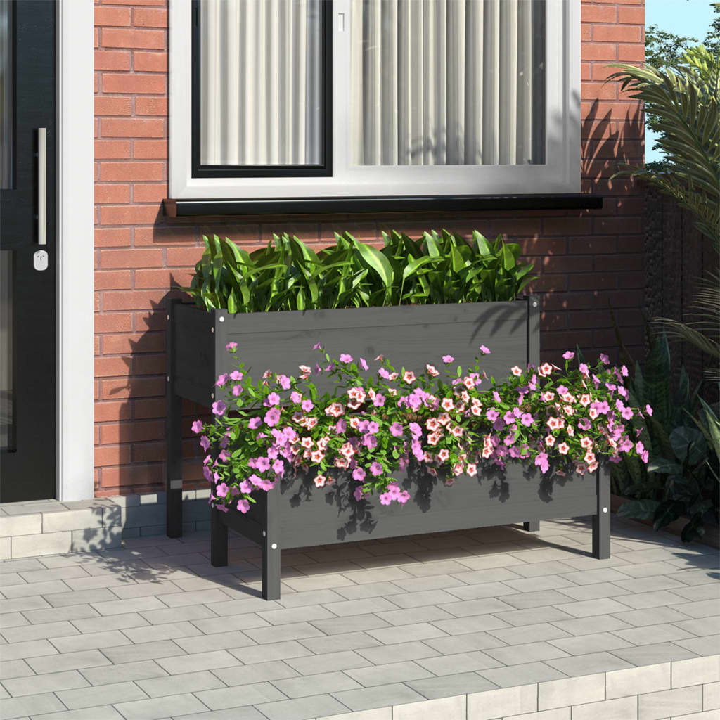 Boîte de planification de Vidaxl 110x84x75 cm Gris de pin solide