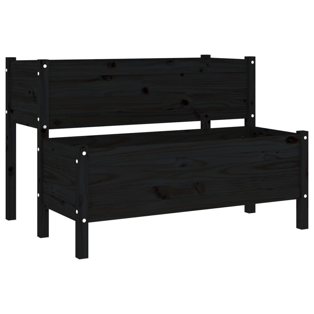 Boîte de planification Vidaxl 110x84x75 cm Pine solide noire
