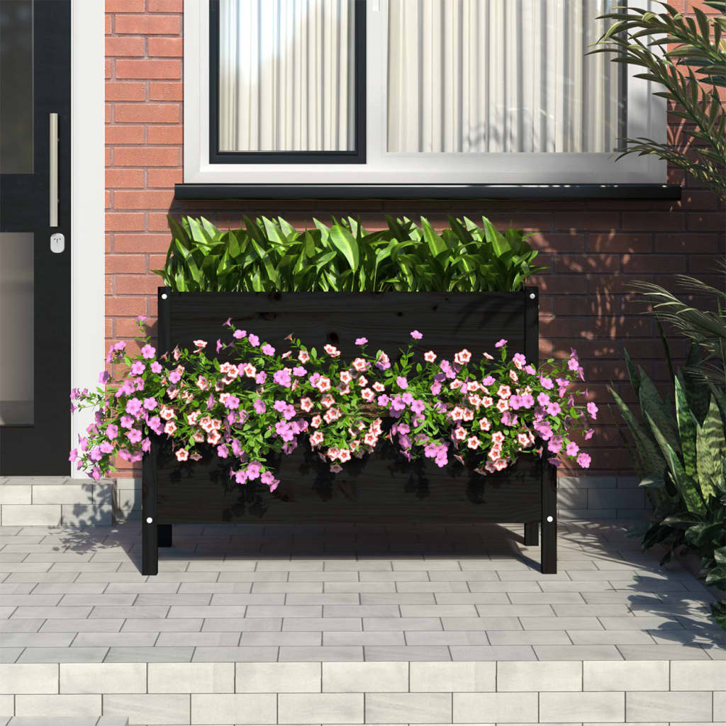 Boîte de planification Vidaxl 110x84x75 cm Pine solide noire