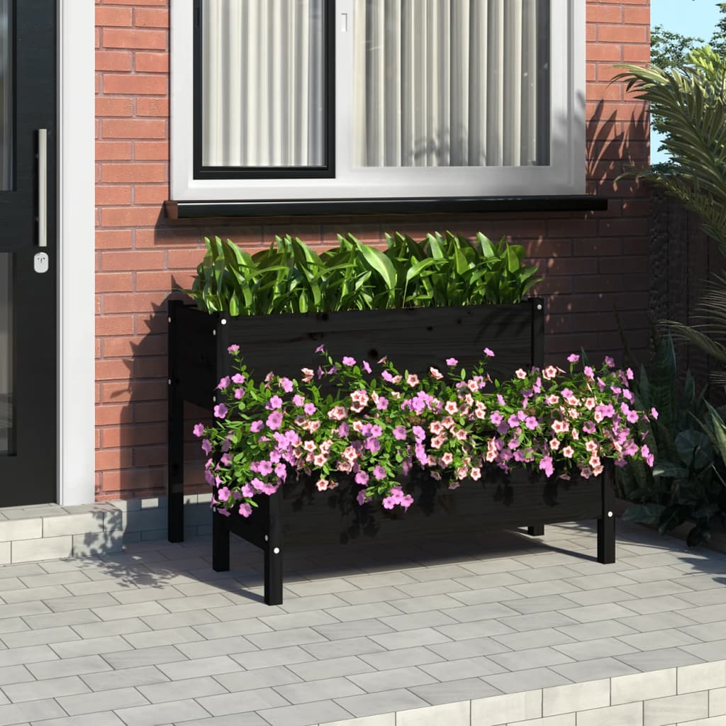 Boîte de planification Vidaxl 110x84x75 cm Pine solide noire