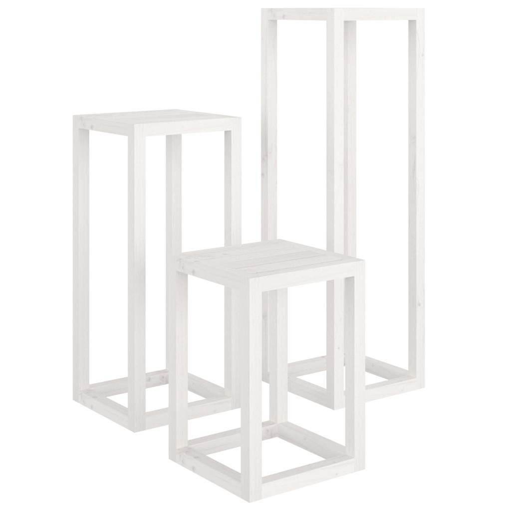 Vidaxl en 3 parties support de plante ensemble de pin solide blanc