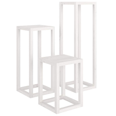 Vidaxl en 3 parties support de plante ensemble de pin solide blanc