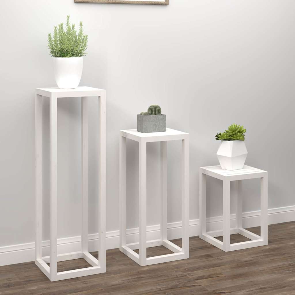 Vidaxl en 3 parties support de plante ensemble de pin solide blanc