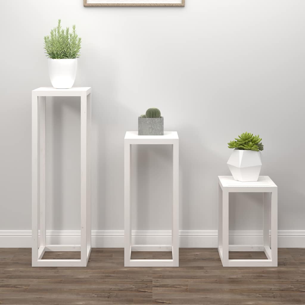 Vidaxl en 3 parties support de plante ensemble de pin solide blanc