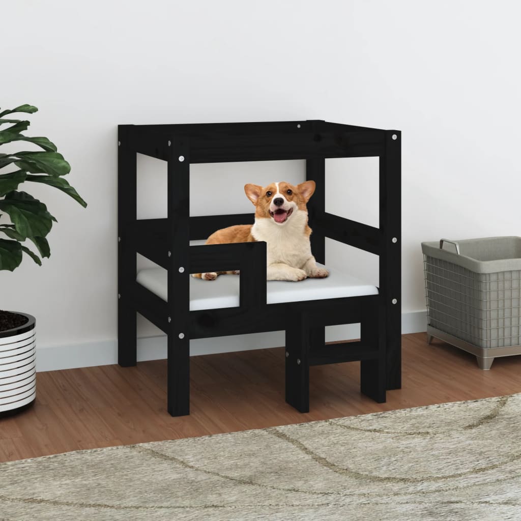Vidaxl Dog Basket 55.5x53.5x60 cm Pine solide noir