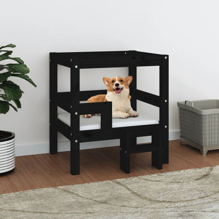 Vidaxl Dog Basket 55.5x53.5x60 cm Pine solide noir