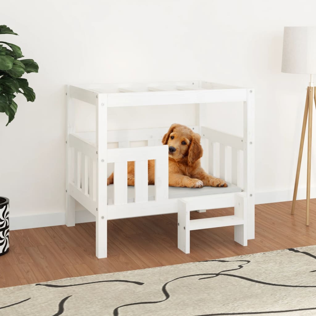 Vidaxl Dog Basket 75.5x63.5x70 cm Pine solide blanc