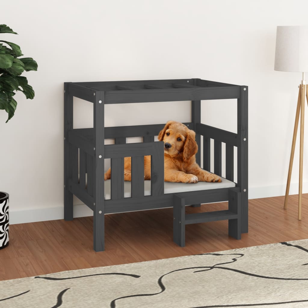 Vidaxl Dog Basket 75.5x63.5x70 cm Gris de pin massif
