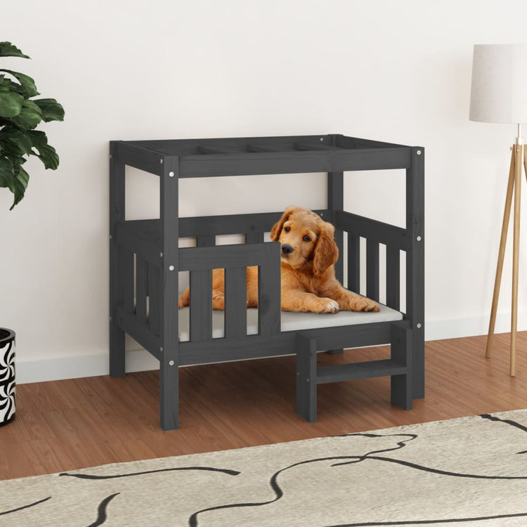 Vidaxl Dog Basket 75.5x63.5x70 cm Gris de pin massif