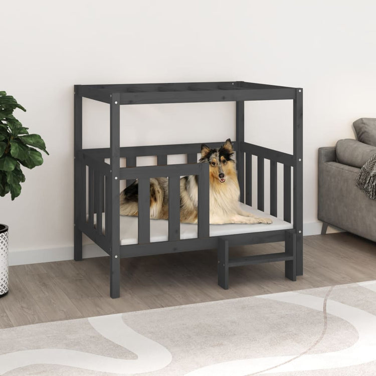Panier de chien vidaxl 105,5 x 83,5 x 100 cm Gris de pin massif