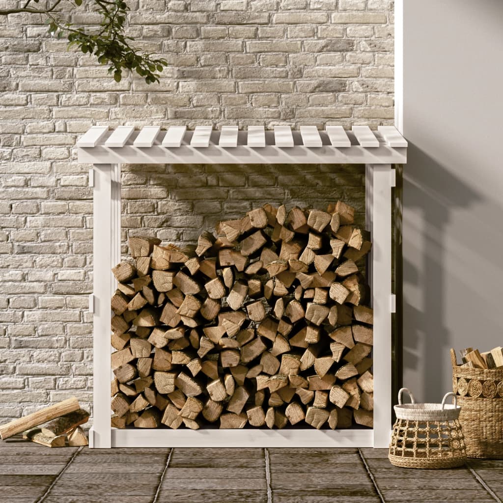 Vidaxx support à bois de cheminée 108x64,5x109 cm bois de pin massif blanc