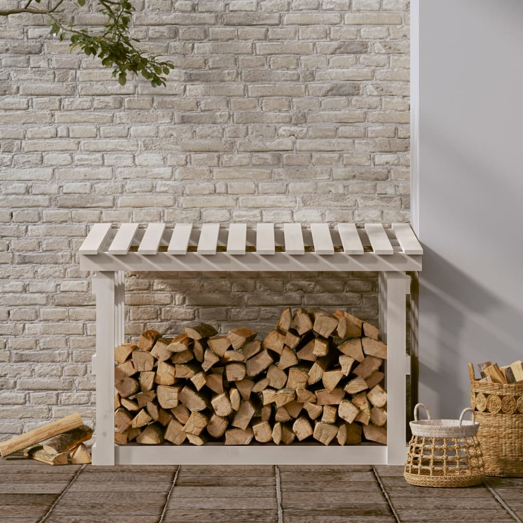 Vidaxl Fireplace Trek 108x64.5x77 cm Pine solide blanc