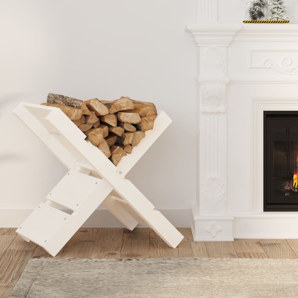 Porte-bloc de bois vidaxl 47x39.5x48 cm en pin massif blanc