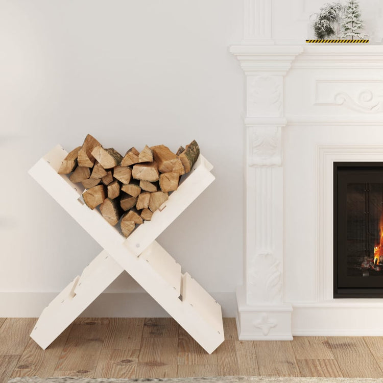 Porte-bloc de bois vidaxl 47x39.5x48 cm en pin massif blanc