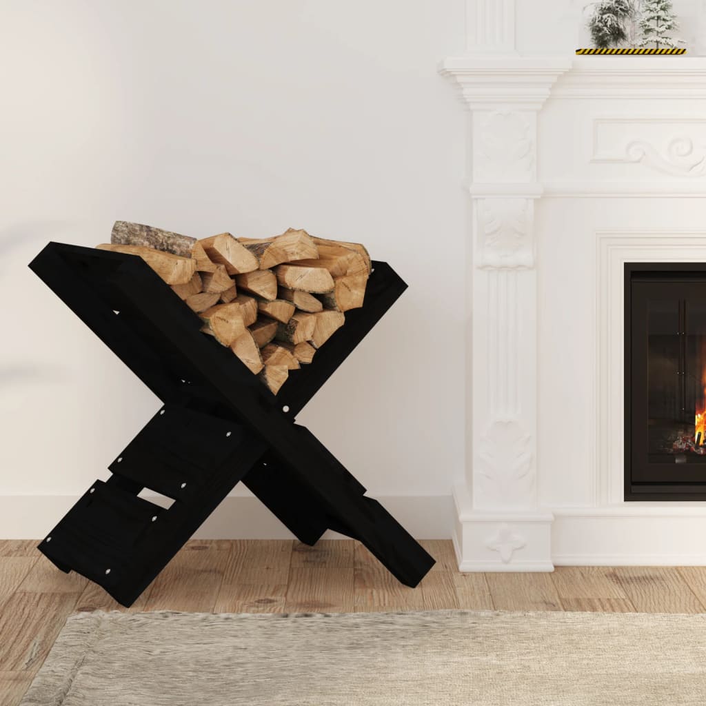 Porte-bloc de bois vidaxl 47x39.5x48 cm en pin solide noir