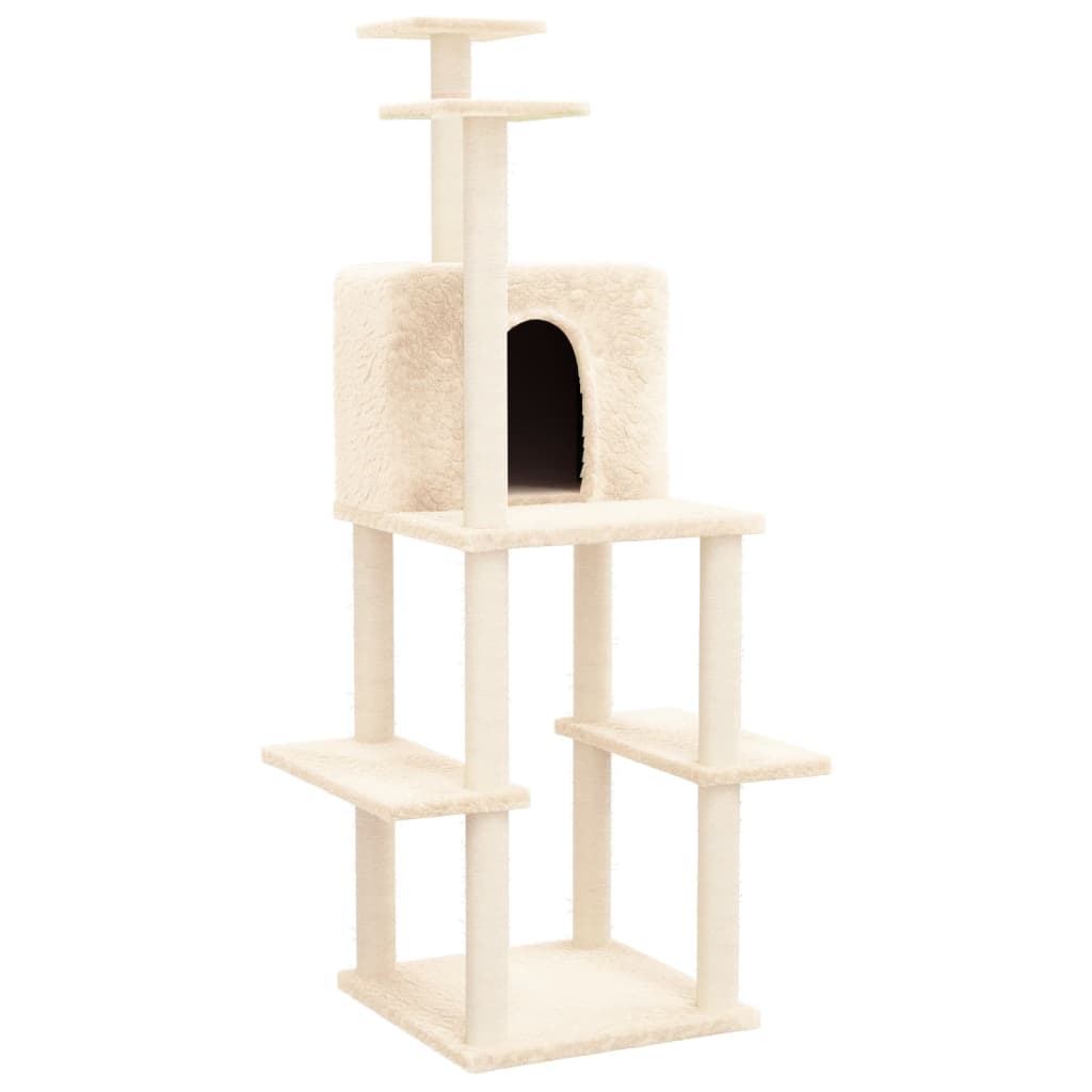 Vidaxl Cat Furniture avec Sisal Scratch Posts 144,5 cm Crème -Colored