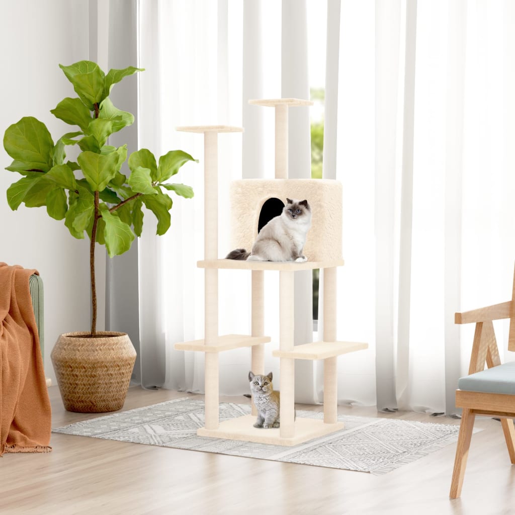 Vidaxl Cat Furniture avec Sisal Scratch Posts 144,5 cm Crème -Colored