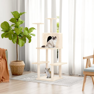 Vidaxl Cat Furniture avec Sisal Scratch Posts 144,5 cm Crème -Colored