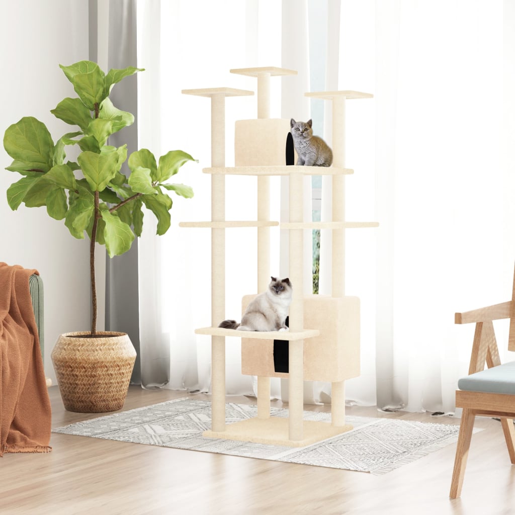 Vidaxl Cat Furniture avec Sisal Scratch Posts 162 cm Crème -Colored