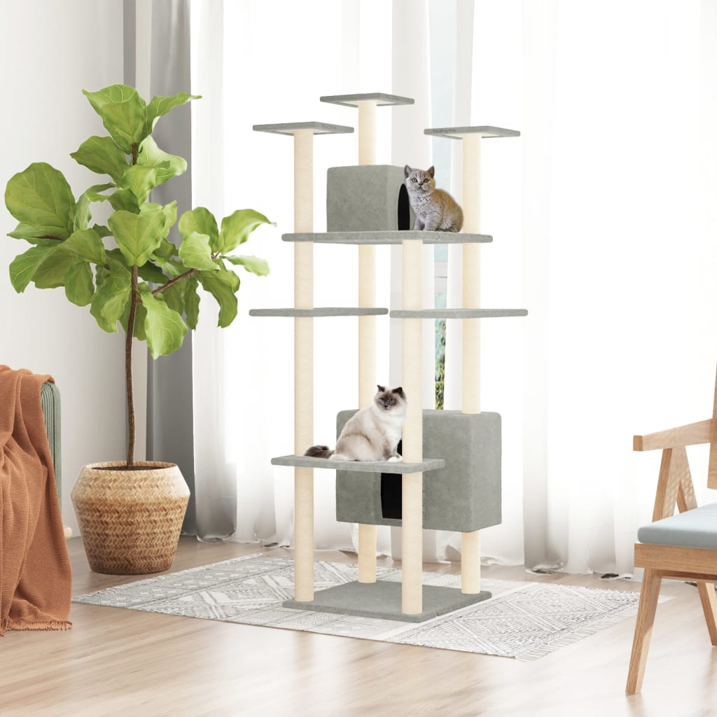 Vidaxl Cat Meubles avec Sisal Scratch Posts 162 cm Gris clair