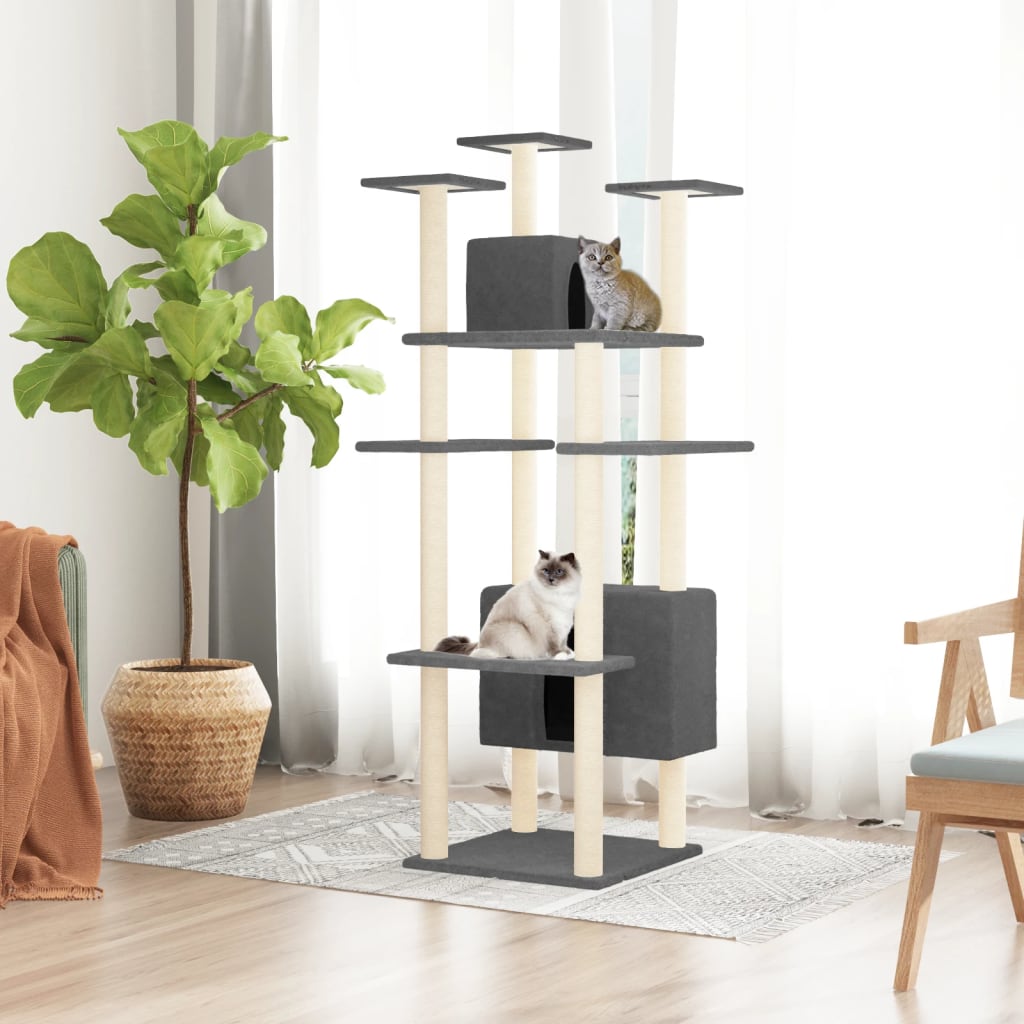 Vidaxl Cat Furniture avec Sisal Scratch Posts 162 cm Gris foncé